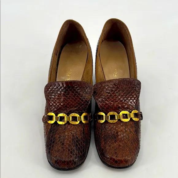 Vintage 60’s G. Fox &amp; Company Filene’s Genuine Cobra Snakeskin Block Heels