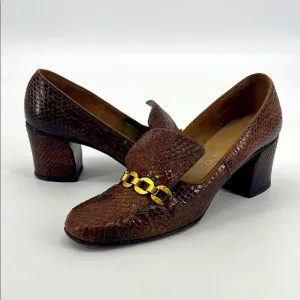 Vintage 60’s G. Fox &amp; Company Filene’s Genuine Cobra Snakeskin Block Heels