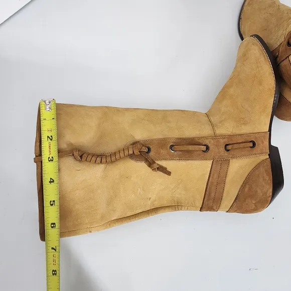 Vintage 80's Maine Woods Leather Boots Tan Low Heel Western DORADO RUN small