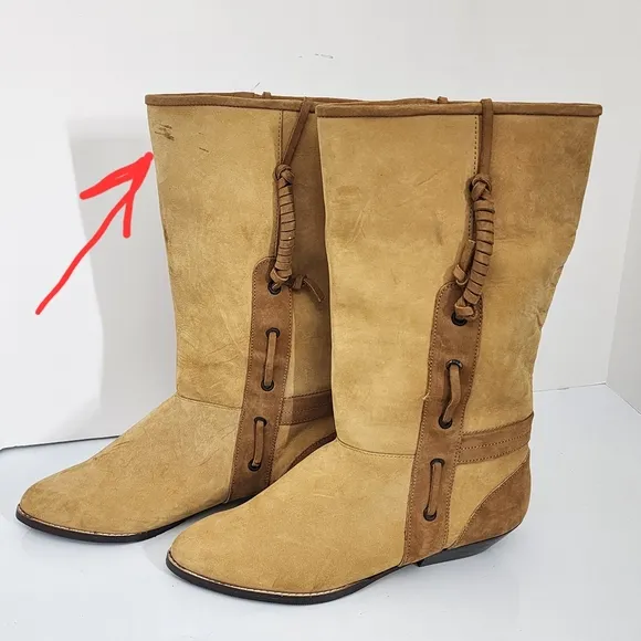 Vintage 80's Maine Woods Leather Boots Tan Low Heel Western DORADO RUN small