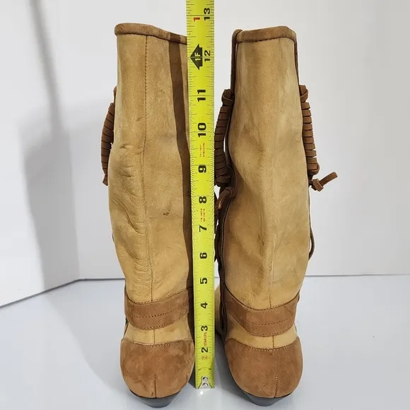 Vintage 80's Maine Woods Leather Boots Tan Low Heel Western DORADO RUN small