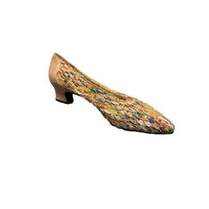 Vintage 80's Margaret J. Women's Multi-Color Woven Cork Shoes Size 10