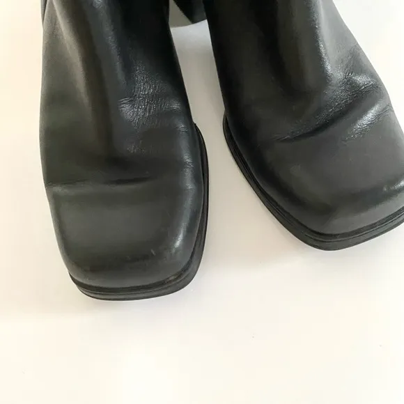 Vintage 90s Bass Leather Square Toe Chunky Boots