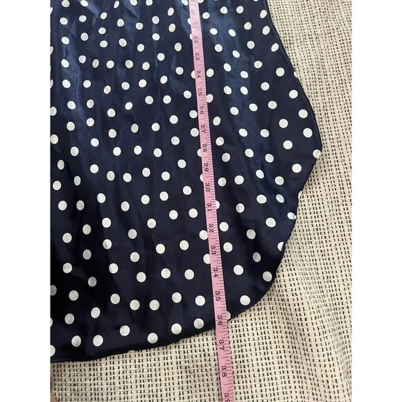 Vintage blue white polka dot slip dress small