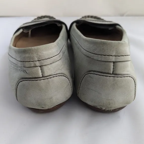 Vintage Chloe Women's Leather Flat Loafers Moccasin Shoes Light Green Size 36.5