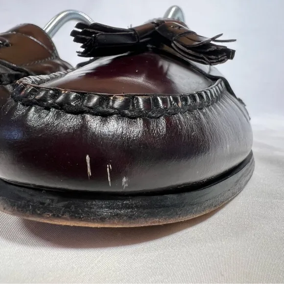 Vintage Cole Haan Burgundy Pinch Tassel Leather Loafers Dress Shoes Size 8