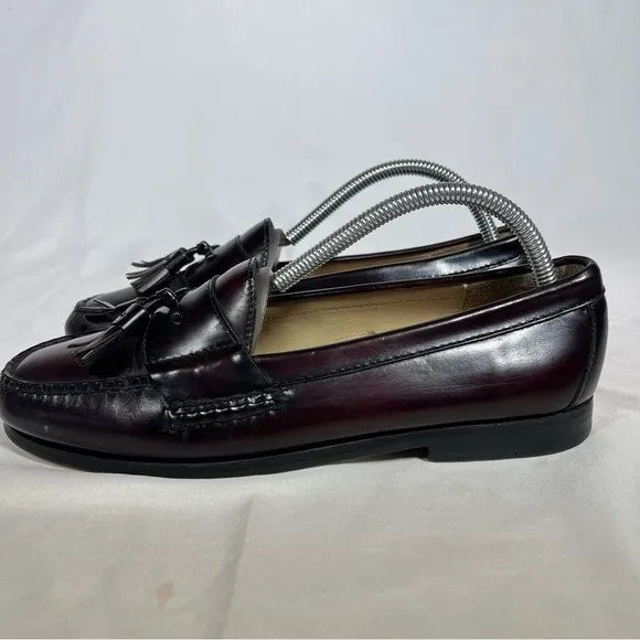 Vintage Cole Haan Burgundy Pinch Tassel Leather Loafers Dress Shoes Size 8