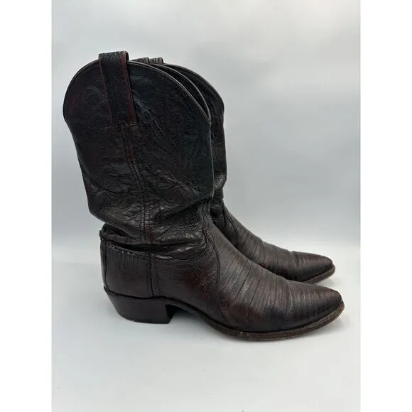 Vintage Dan Post Hand Crafted Exotic Iguana Leather Cowgirl‎ Boots El Paso 8M