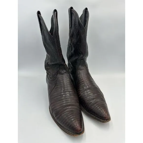 Vintage Dan Post Hand Crafted Exotic Iguana Leather Cowgirl‎ Boots El Paso 8M