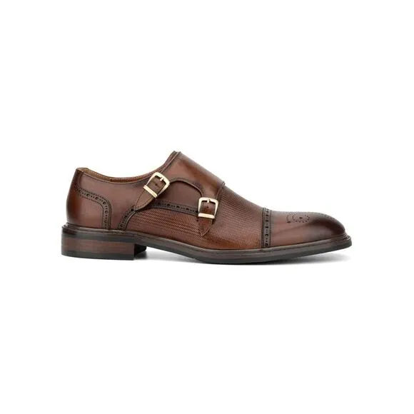VINTAGE FOUNDRY CO. Mens Brown Double Monk Strap Morgan Cap Loafers Shoes 11