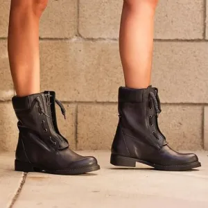 Vintage Foundry Co Women's Filo Handmade Low Heel Ankle Boots Adjustable Laces 7