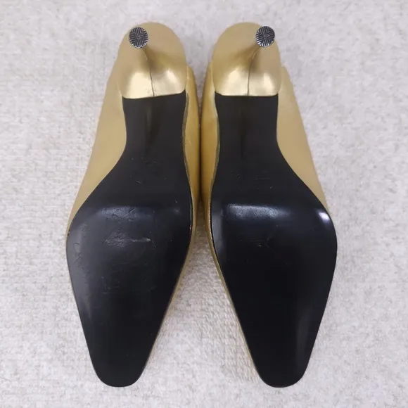 Vintage FREE LANCE Paris Mules Gold Stiletto Pumps EU 38 FreeLance France