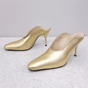 Vintage FREE LANCE Paris Mules Gold Stiletto Pumps EU 38 FreeLance France