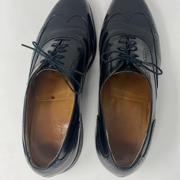 Vintage Johnston &amp; Murphy black wingtip dress shoes men’s 9