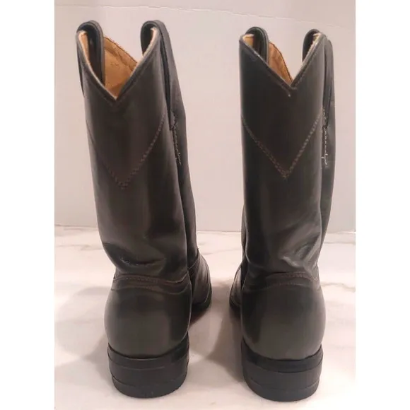 Vintage‎ Justin Ropers Grey Kipskin Leather Boots Size 3 1/2 D and Matching Belt