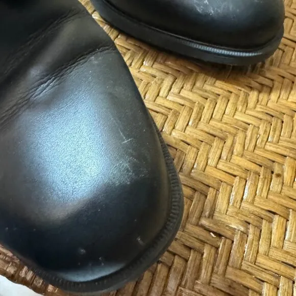 Vintage LA Canadienne Leather Lace-Up Ankle Boots With Block Heel Black Size 9.5