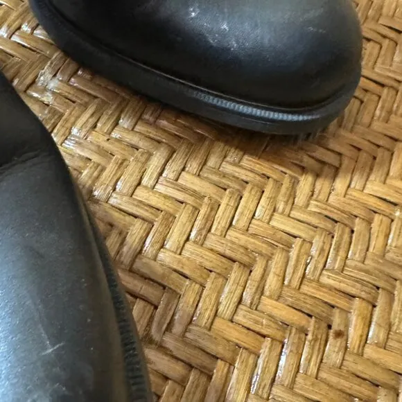 Vintage LA Canadienne Leather Lace-Up Ankle Boots With Block Heel Black Size 9.5