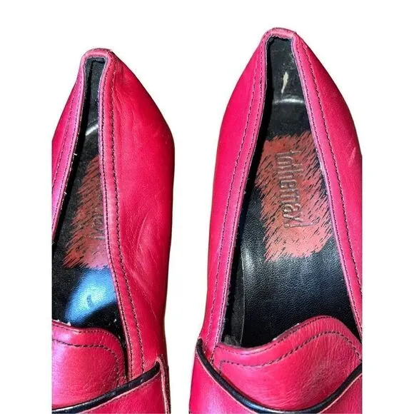 Vintage New Tothemax Red/Burgundy Chunky Block Heel Square Toe Y2K 90s Retro 8