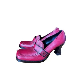 Vintage New Tothemax Red/Burgundy Chunky Block Heel Square Toe Y2K 90s Retro 8