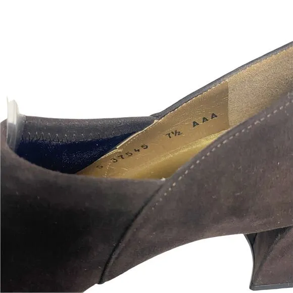 Vintage Stuart Weitzman Womens Size 7.5 Upgrade Brown Suede Block Heel Shoes