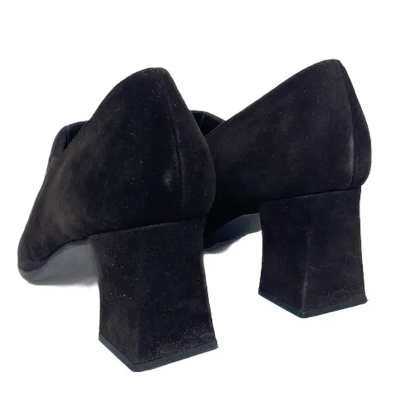 Vintage Stuart Weitzman Womens Size 7.5 Upgrade Brown Suede Block Heel Shoes