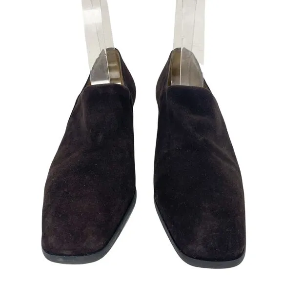 Vintage Stuart Weitzman Womens Size 7.5 Upgrade Brown Suede Block Heel Shoes