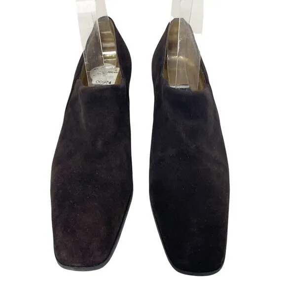 Vintage Stuart Weitzman Womens Size 7.5 Upgrade Brown Suede Block Heel Shoes