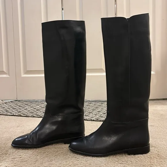 Vintage Talbots black Italian leather Riding boots. Circa 1986