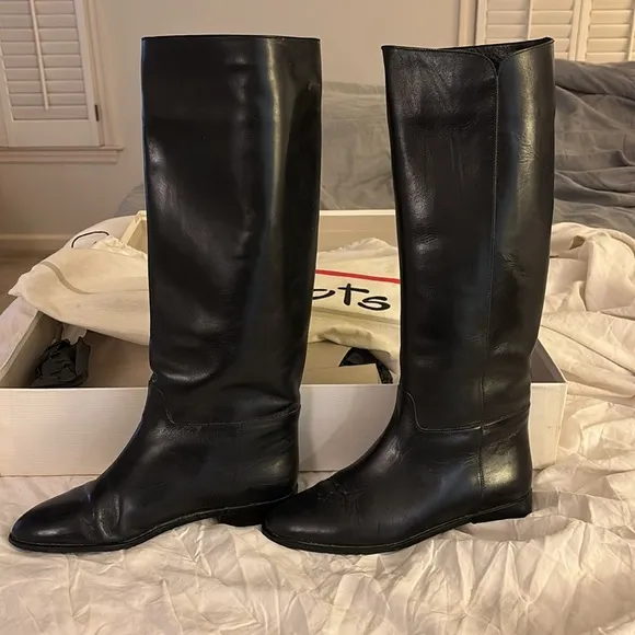Vintage Talbots black Italian leather Riding boots. Circa 1986