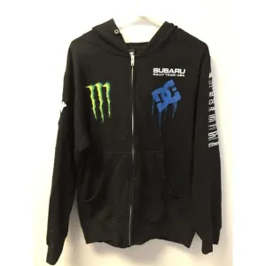Vintage Y2K DC Shoes Hoodie Sz S Black Ken Block Monster Energy Subaru Full Zip