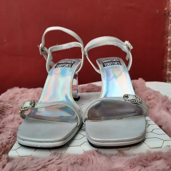 Vintage Y2K Metallic Square Toe Lucite Heels Rare Mootsies Tootsies 8.5