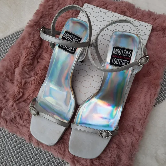 Vintage Y2K Metallic Square Toe Lucite Heels Rare Mootsies Tootsies 8.5