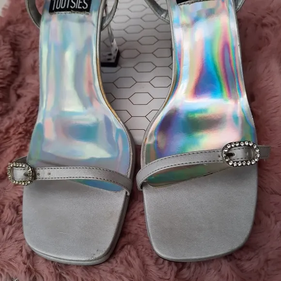 Vintage Y2K Metallic Square Toe Lucite Heels Rare Mootsies Tootsies 8.5