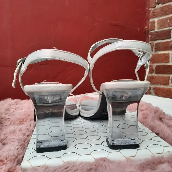Vintage Y2K Metallic Square Toe Lucite Heels Rare Mootsies Tootsies 8.5