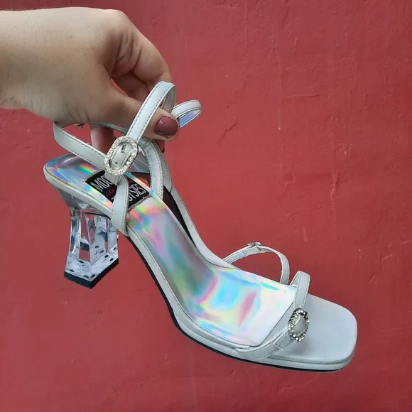 Vintage Y2K Metallic Square Toe Lucite Heels Rare Mootsies Tootsies 8.5