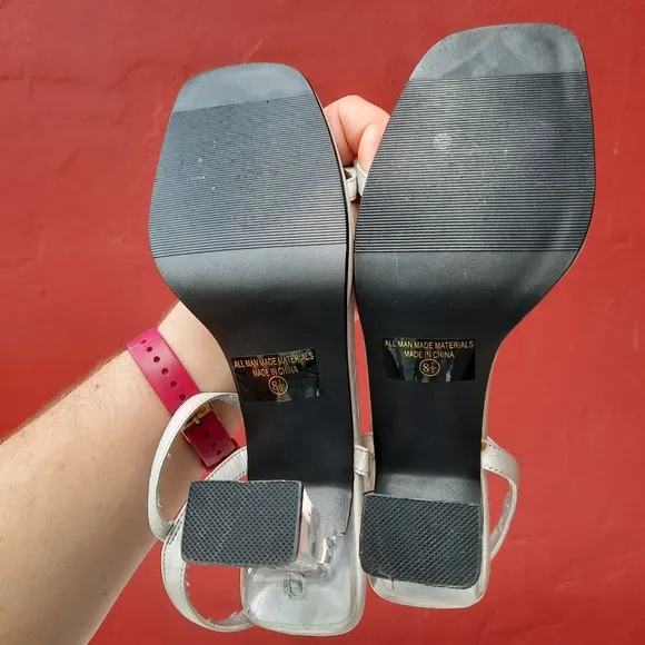 Vintage Y2K Metallic Square Toe Lucite Heels Rare Mootsies Tootsies 8.5