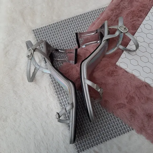 Vintage Y2K Metallic Square Toe Lucite Heels Rare Mootsies Tootsies 8.5