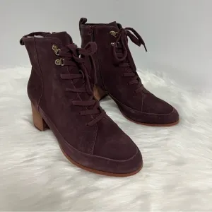 Violet &amp; Red jarvis Maroon Suede Women's Heel Boots In burgundy Size 7.5 NWOB