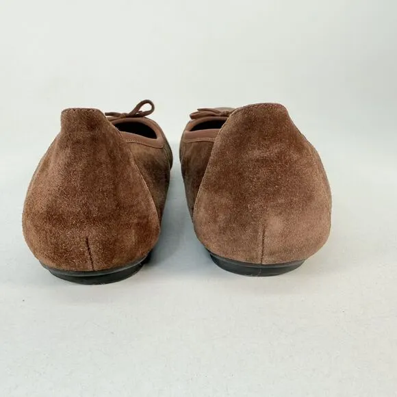 Vionic Ballet Flats Womens 7.5 Minna Slip On Shoes Cap Toe Brown Suede
