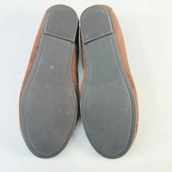 Vionic Ballet Flats Womens 7.5 Minna Slip On Shoes Cap Toe Brown Suede
