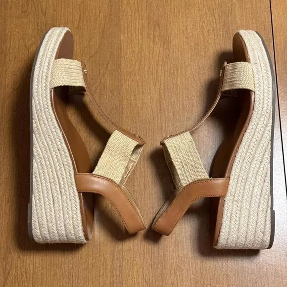 VIONIC Calera Wedge Espadrille, Camel Leather, 11 (NWOB)