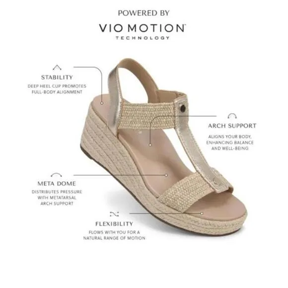 VIONIC Calera Wedge Espadrille, Camel Leather, 11 (NWOB)