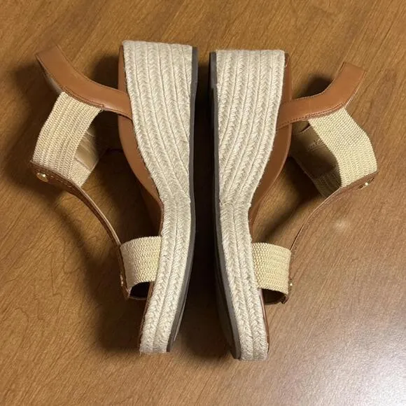 VIONIC Calera Wedge Espadrille, Camel Leather, 11 (NWOB)