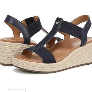 Vionic Calera Wedge Sandals, Navy, size 6.5 Wide, espadrille