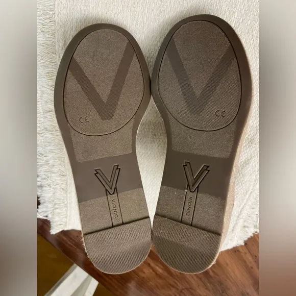 Vionic Calera Wedge Sandals Size 8W Espadrille Brown Leather Comfort Summer NWOB