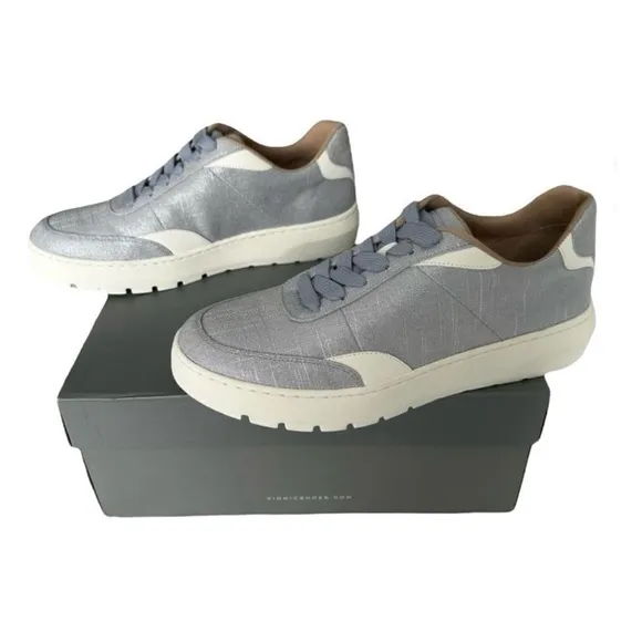 Vionic Elsa Women’s Lace Ip Casual Sneaker Blue Haze Met Linen Supportive Shoe