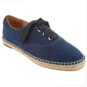 Vionic Lace Up Espadrille Flats Coast Sandy Suede Orthotic In Blue Size 7.5
