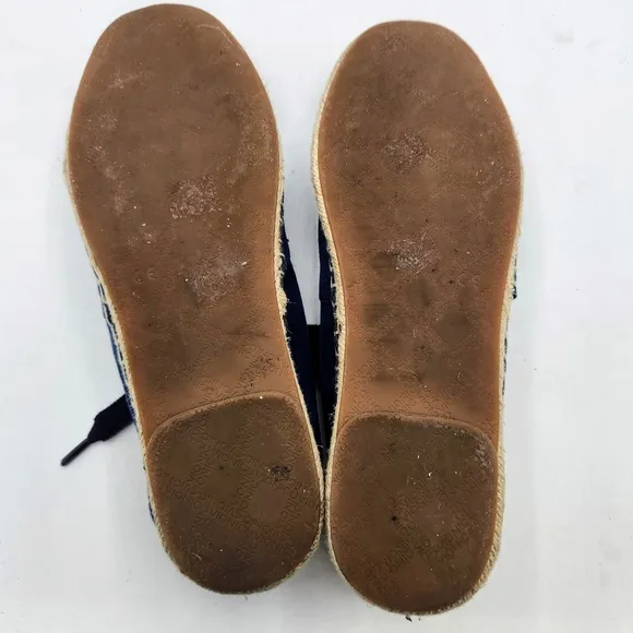 Vionic Lace Up Espadrille Flats Coast Sandy Suede Orthotic In Blue Size 7.5
