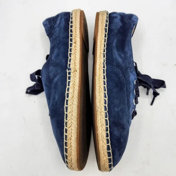 Vionic Lace Up Espadrille Flats Coast Sandy Suede Orthotic In Blue Size 7.5