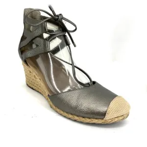 Vionic Metallic Gray Aruba Calypso Espadrille Jute Wedge Sandals - EU42/US10